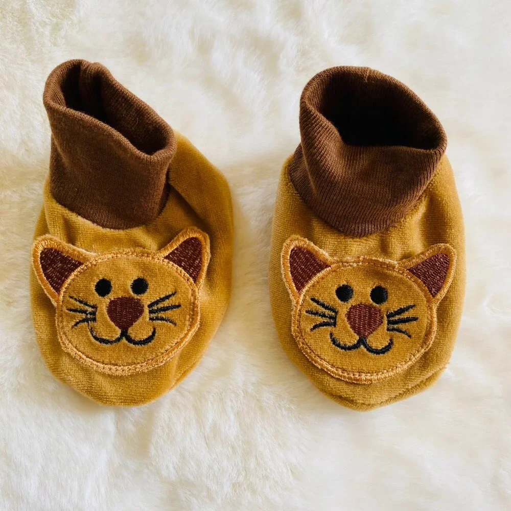 Baby Newborn Booties Girl 2-pk bundle, Cat and Fruit Pattern